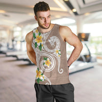 Kanaka Maoli Hawaii Plumeria Men Tank Top Dancing Tentacles Beige Style LT7 Beige - Polynesian Pride