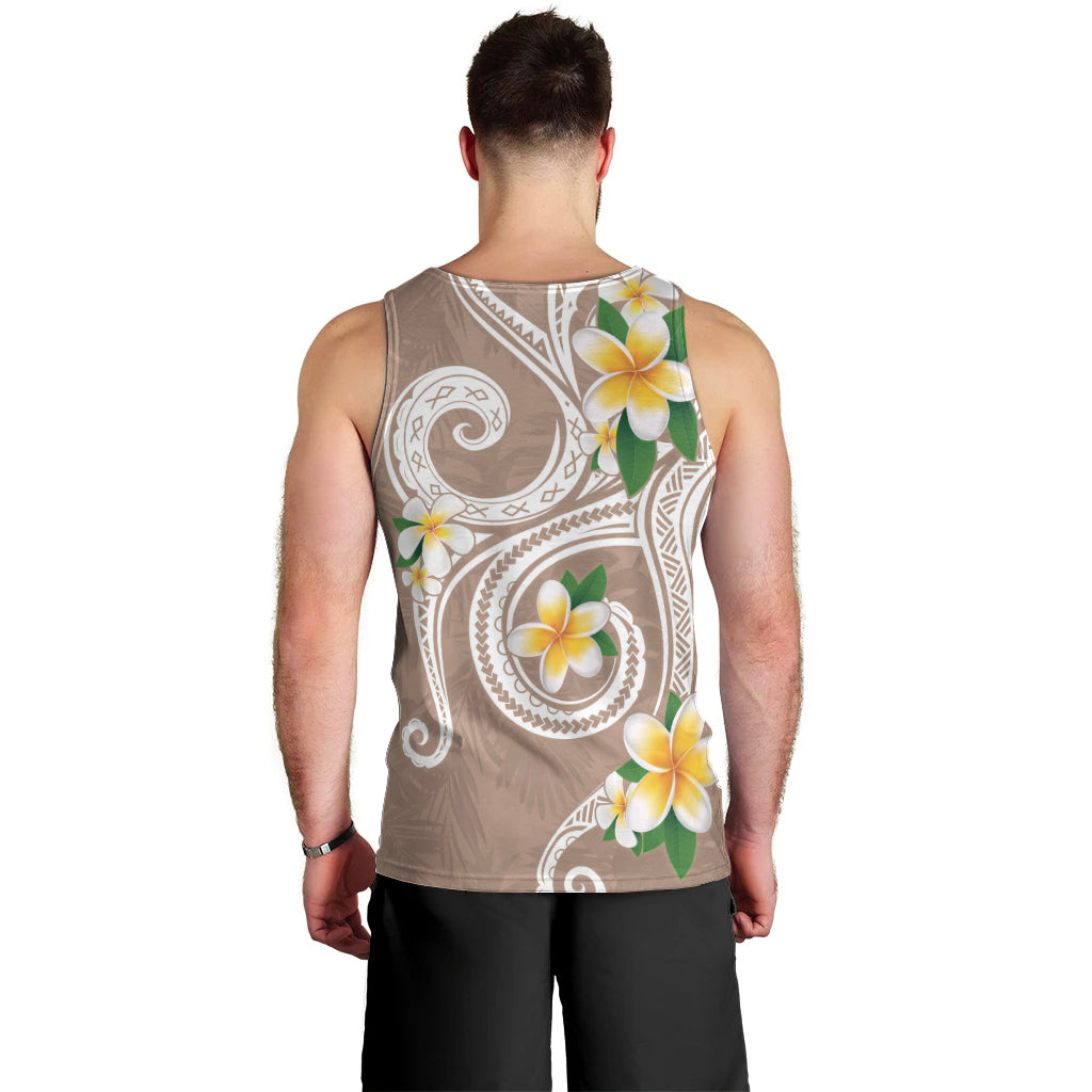Kanaka Maoli Hawaii Plumeria Men Tank Top Dancing Tentacles Beige Style LT7 - Polynesian Pride