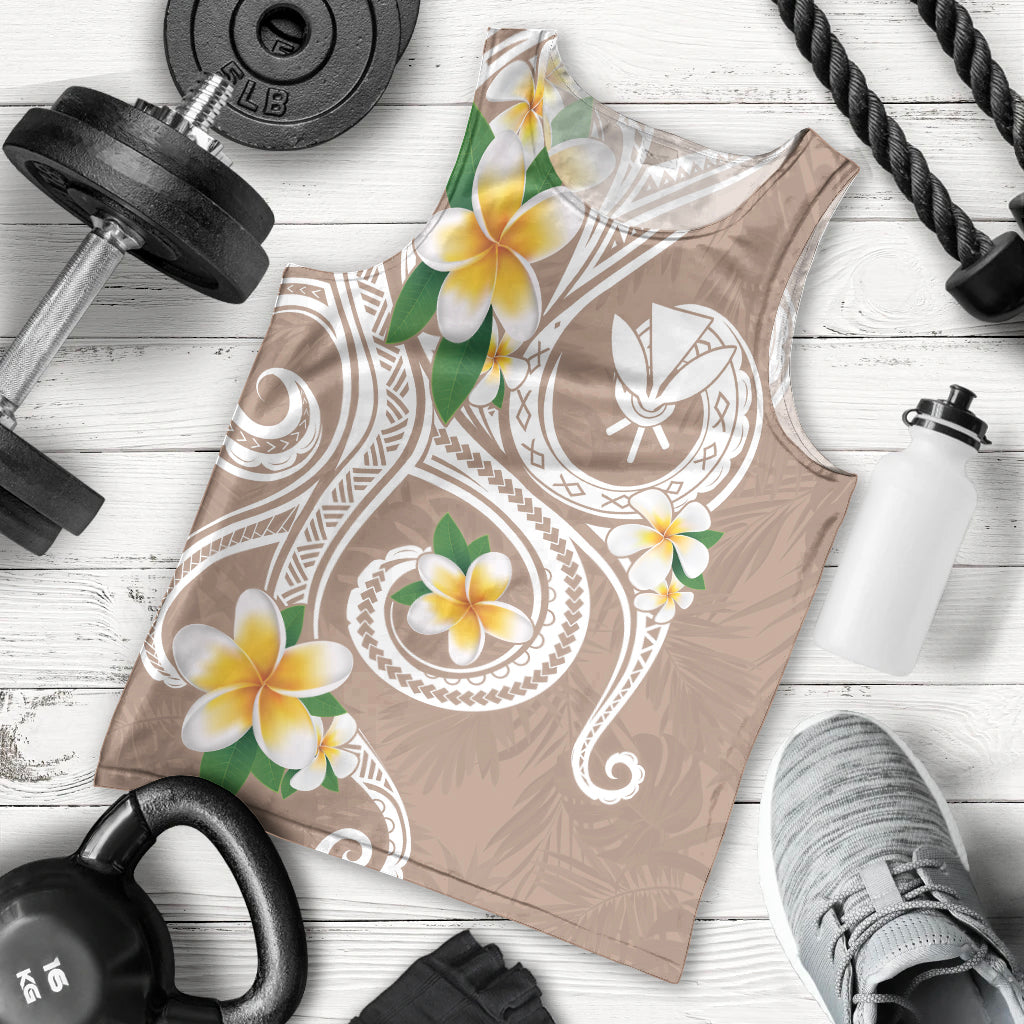 Kanaka Maoli Hawaii Plumeria Men Tank Top Dancing Tentacles Beige Style LT7 - Polynesian Pride