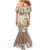 Kanaka Maoli Hawaii Plumeria Mermaid Dress Dancing Tentacles Beige Style