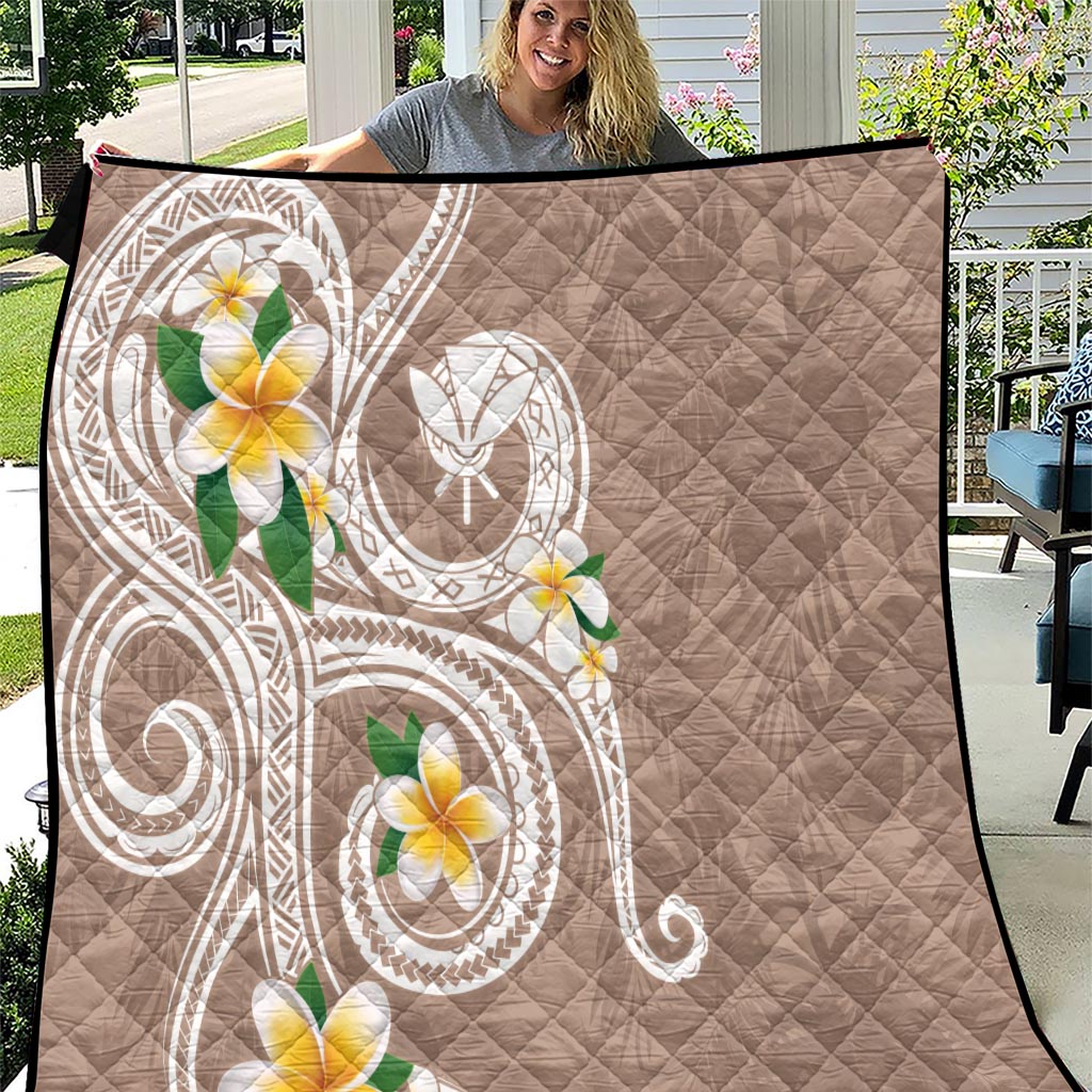 Kanaka Maoli Hawaii Plumeria Quilt Dancing Tentacles Beige Style LT7 Beige - Polynesian Pride