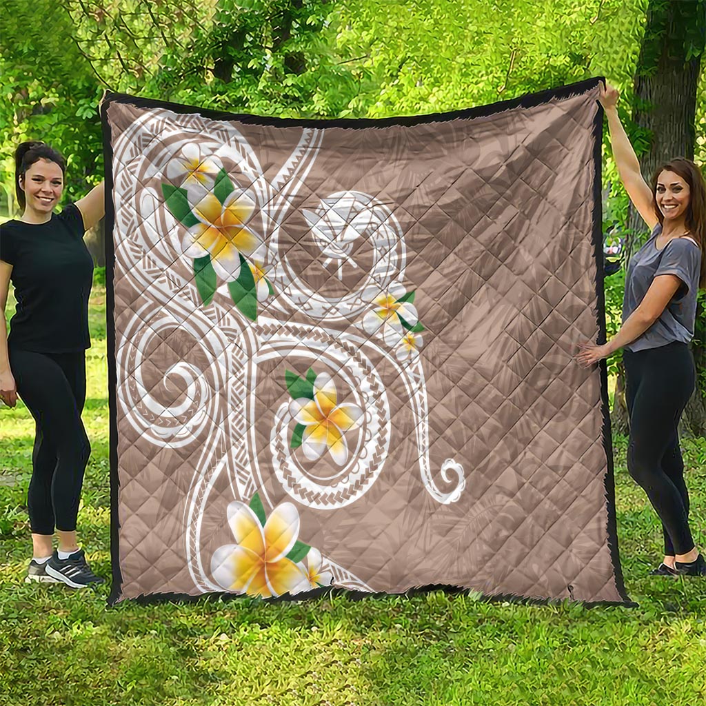 Kanaka Maoli Hawaii Plumeria Quilt Dancing Tentacles Beige Style LT7 - Polynesian Pride