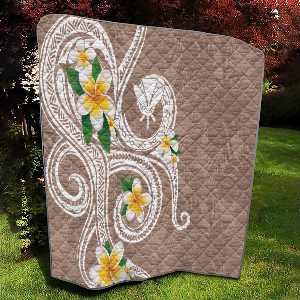 Kanaka Maoli Hawaii Plumeria Quilt Dancing Tentacles Beige Style LT7 - Polynesian Pride