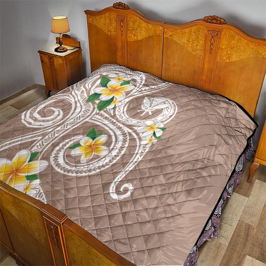 Kanaka Maoli Hawaii Plumeria Quilt Dancing Tentacles Beige Style LT7 - Polynesian Pride