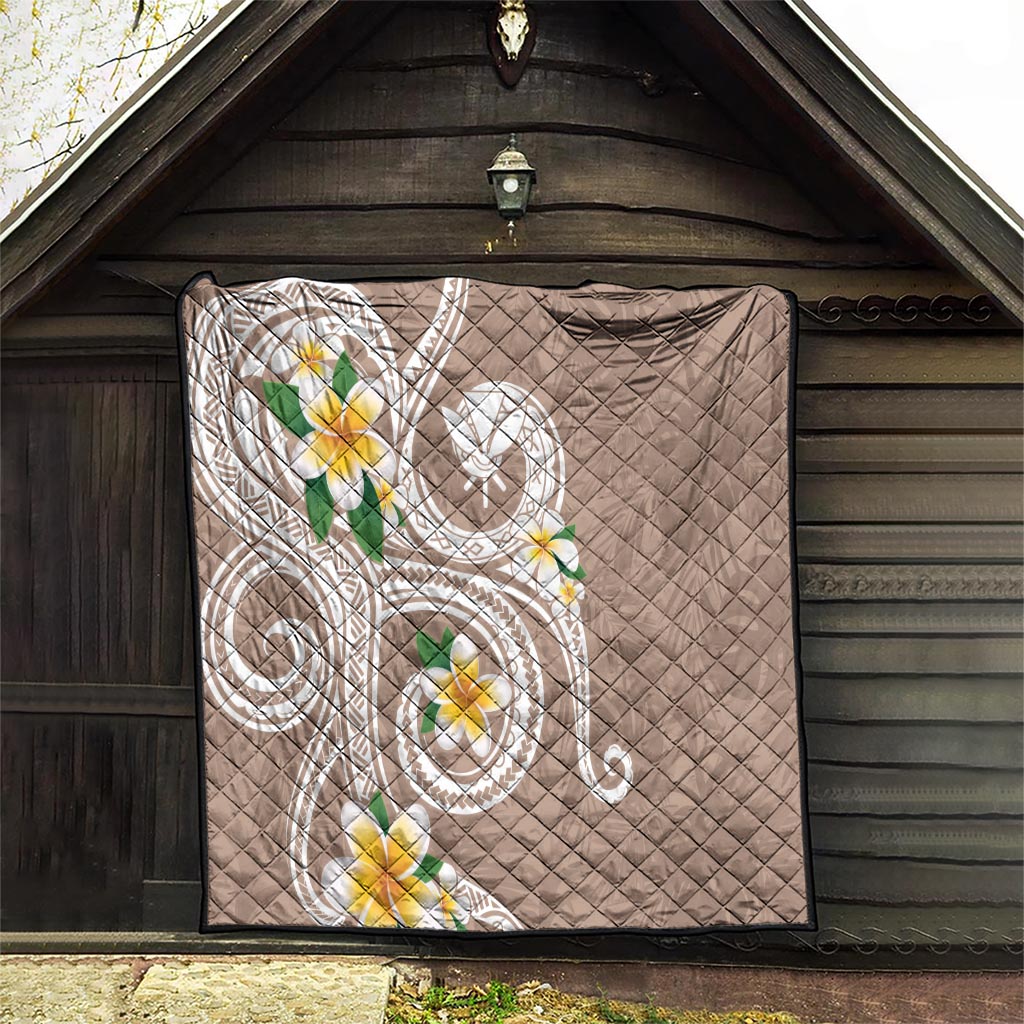 Kanaka Maoli Hawaii Plumeria Quilt Dancing Tentacles Beige Style LT7 - Polynesian Pride