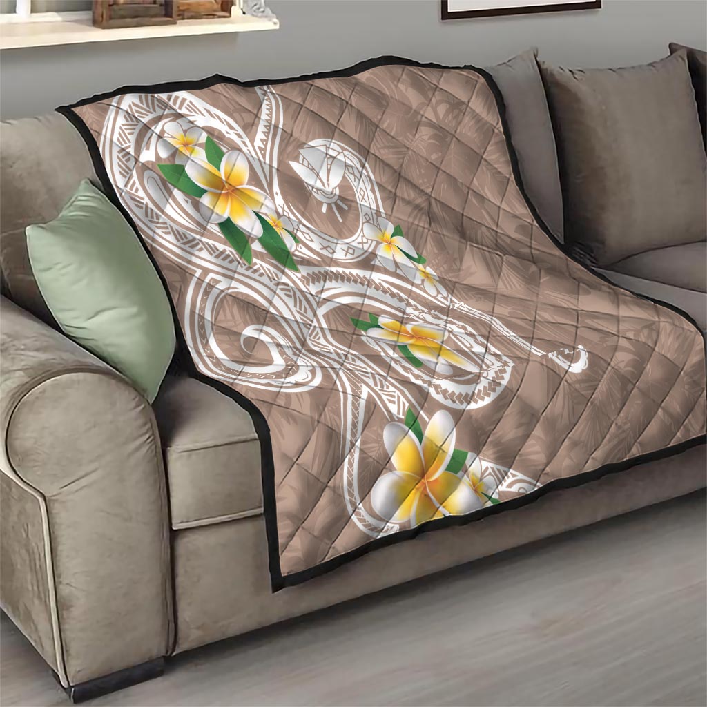 Kanaka Maoli Hawaii Plumeria Quilt Dancing Tentacles Beige Style LT7 - Polynesian Pride