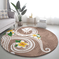 Kanaka Maoli Hawaii Plumeria Round Carpet Dancing Tentacles Beige Style LT7 - Polynesian Pride