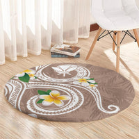Kanaka Maoli Hawaii Plumeria Round Carpet Dancing Tentacles Beige Style LT7 - Polynesian Pride