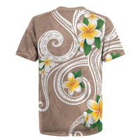 Kanaka Maoli Hawaii Plumeria Rugby Jersey Dancing Tentacles Beige Style LT7 - Polynesian Pride
