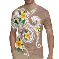 Kanaka Maoli Hawaii Plumeria Rugby Jersey Dancing Tentacles Beige Style LT7 - Polynesian Pride