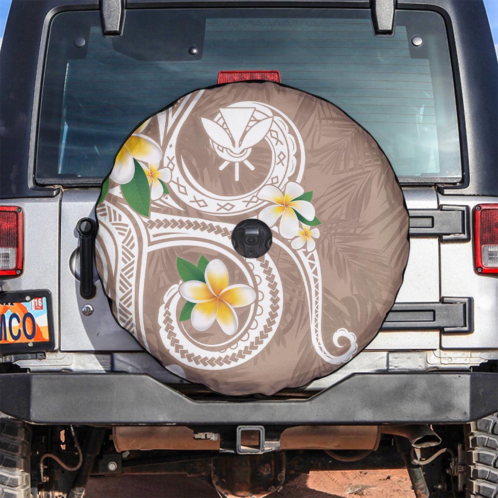 Kanaka Maoli Hawaii Plumeria Spare Tire Cover Dancing Tentacles Beige Style LT7 Beige - Polynesian Pride