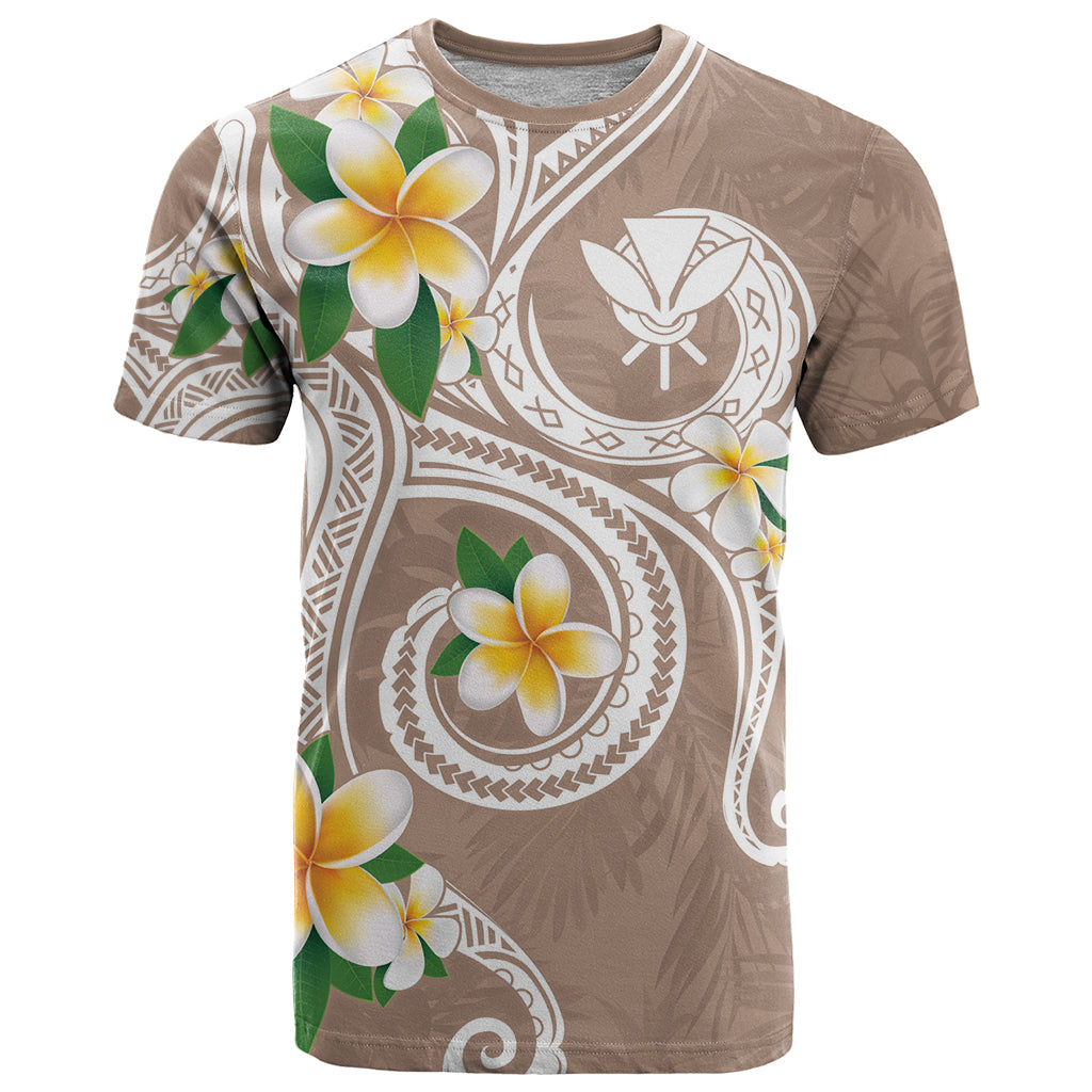 Kanaka Maoli Hawaii Plumeria T Shirt Dancing Tentacles Beige Style LT7 Beige - Polynesian Pride