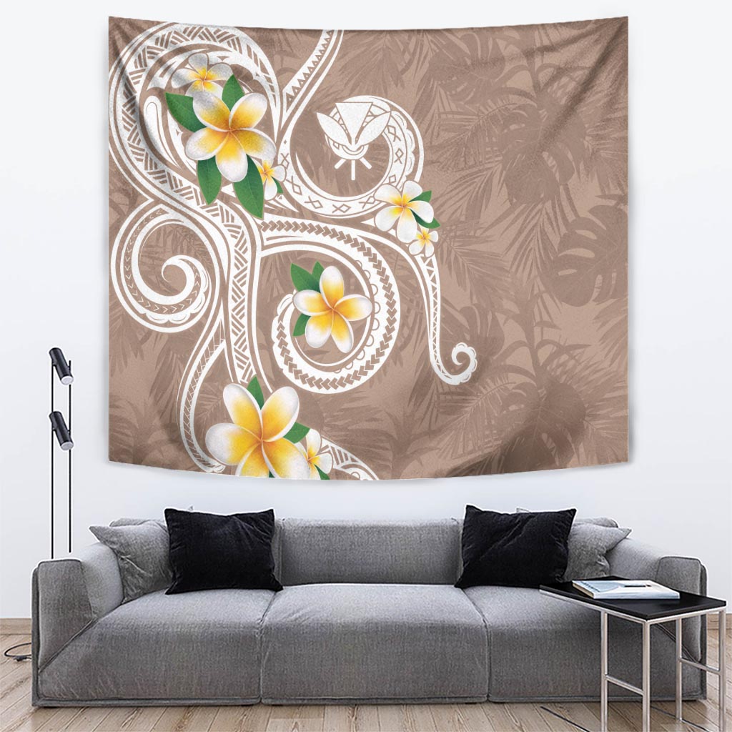 Kanaka Maoli Hawaii Plumeria Tapestry Dancing Tentacles Beige Style LT7 Beige - Polynesian Pride