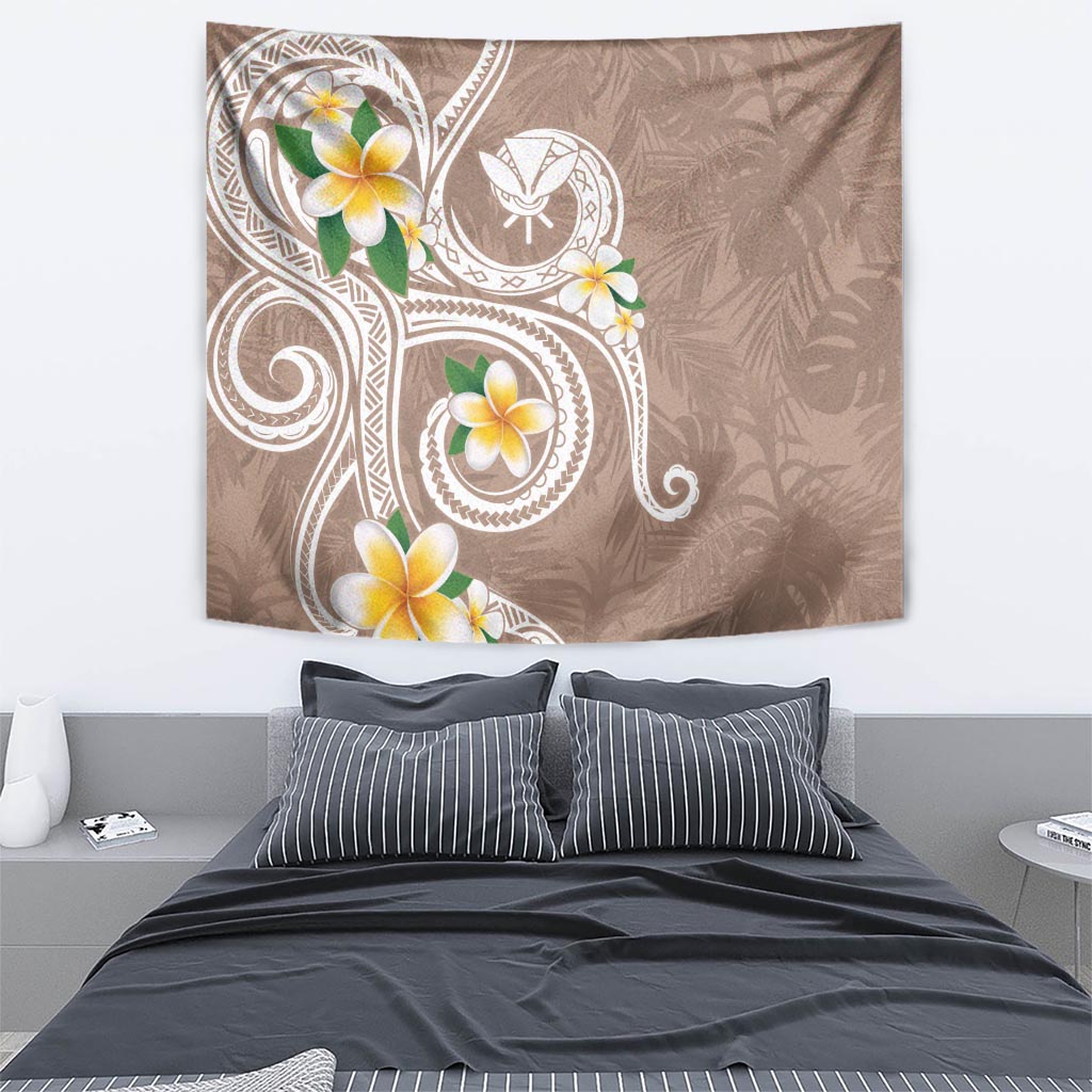 Kanaka Maoli Hawaii Plumeria Tapestry Dancing Tentacles Beige Style LT7 - Polynesian Pride