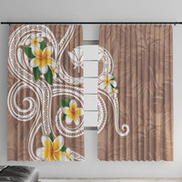 Kanaka Maoli Hawaii Plumeria Window Curtain Dancing Tentacles Beige Style LT7 With Hooks Beige - Polynesian Pride
