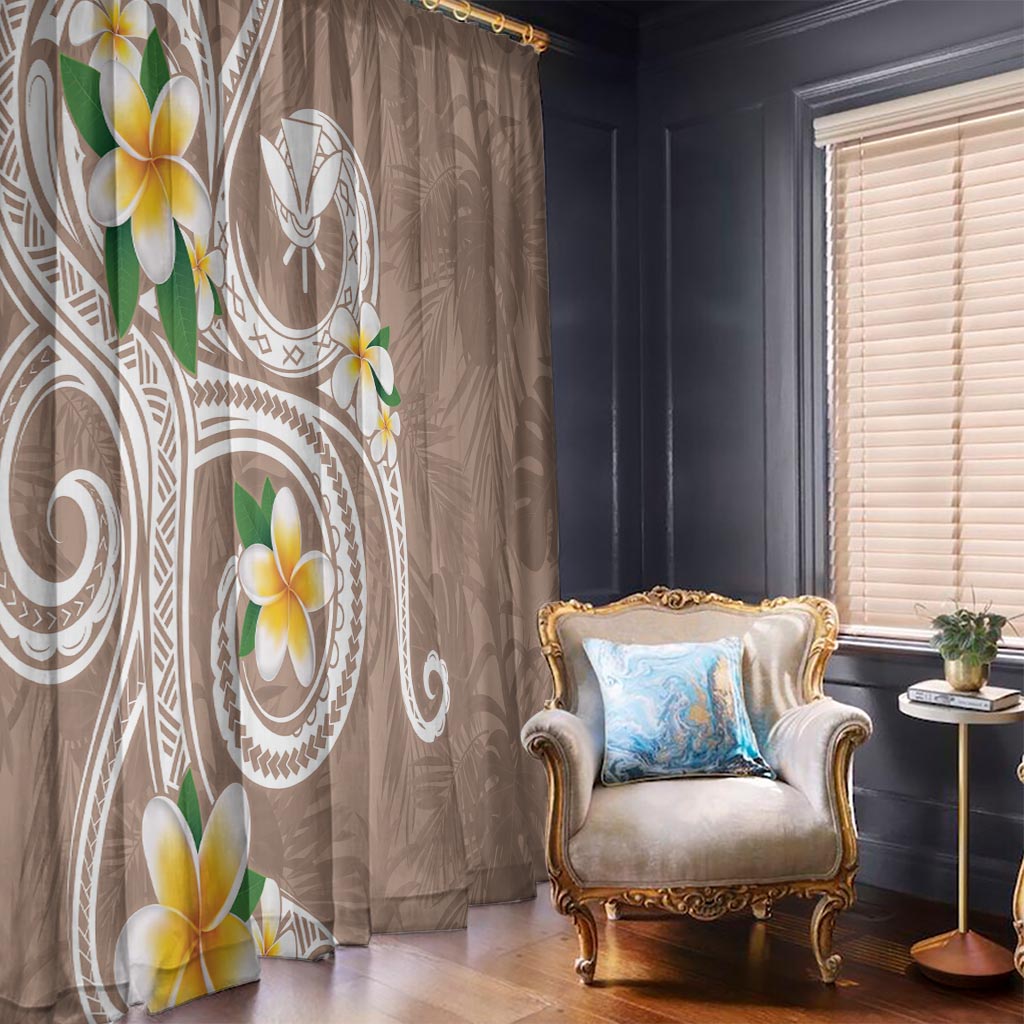 Kanaka Maoli Hawaii Plumeria Window Curtain Dancing Tentacles Beige Style LT7 - Polynesian Pride