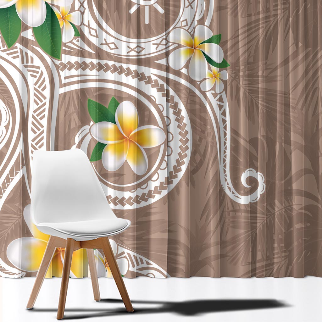 Kanaka Maoli Hawaii Plumeria Window Curtain Dancing Tentacles Beige Style LT7 - Polynesian Pride