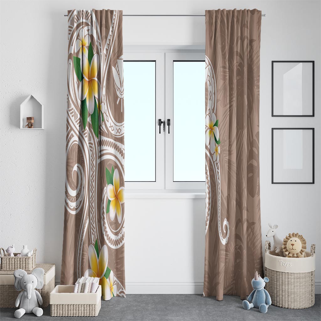 Kanaka Maoli Hawaii Plumeria Window Curtain Dancing Tentacles Beige Style LT7 - Polynesian Pride