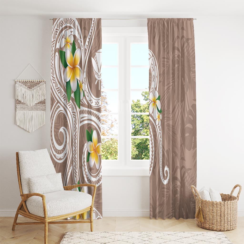 Kanaka Maoli Hawaii Plumeria Window Curtain Dancing Tentacles Beige Style LT7 - Polynesian Pride
