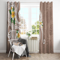 Kanaka Maoli Hawaii Plumeria Window Curtain Dancing Tentacles Beige Style LT7 - Polynesian Pride
