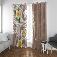 Kanaka Maoli Hawaii Plumeria Window Curtain Dancing Tentacles Beige Style LT7 With Grommets Beige - Polynesian Pride