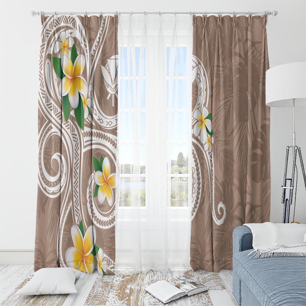 Kanaka Maoli Hawaii Plumeria Window Curtain Dancing Tentacles Beige Style LT7 - Polynesian Pride