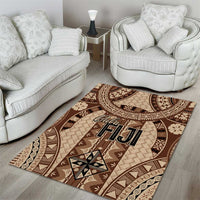 Bula Fiji Vintage Area Rug Brown Masi Motifs LT7 - Polynesian Pride