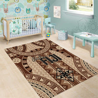 Bula Fiji Vintage Area Rug Brown Masi Motifs LT7 - Polynesian Pride