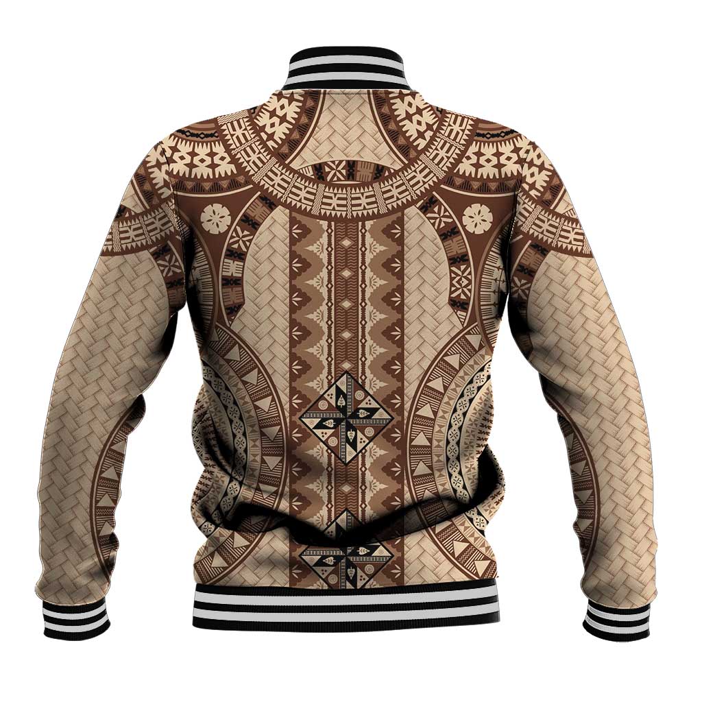 Bula Fiji Vintage Baseball Jacket Brown Masi Motifs LT7 - Polynesian Pride