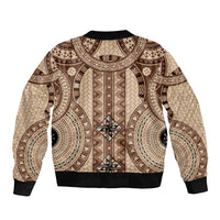 Bula Fiji Vintage Bomber Jacket Brown Masi Motifs LT7 - Polynesian Pride