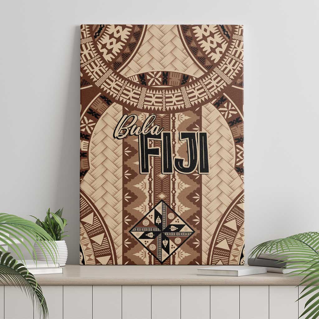 Bula Fiji Vintage Canvas Wall Art Brown Masi Motifs LT7 - Polynesian Pride