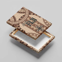 Bula Fiji Vintage Canvas Wall Art Brown Masi Motifs LT7 - Polynesian Pride