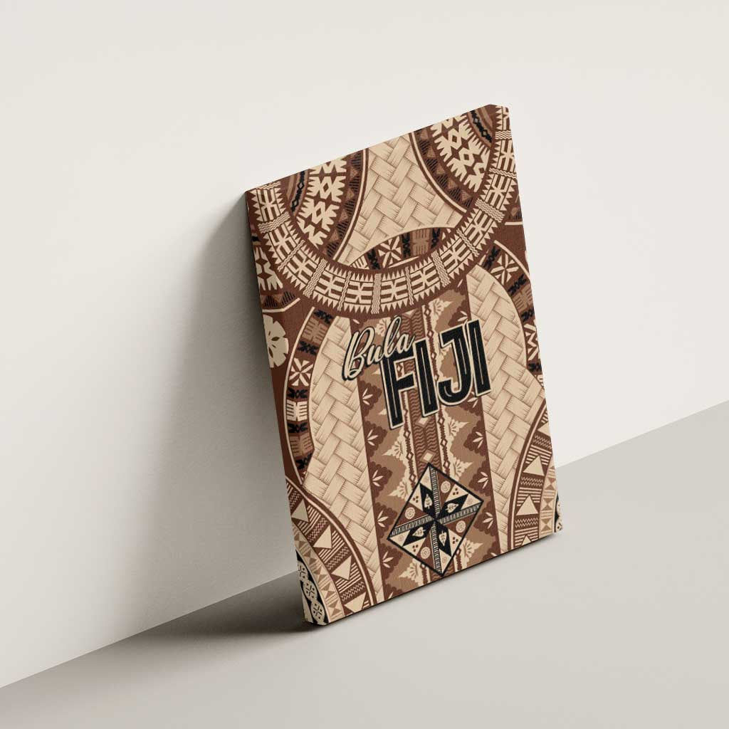 Bula Fiji Vintage Canvas Wall Art Brown Masi Motifs LT7 - Polynesian Pride