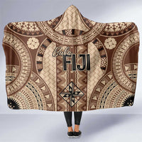 Bula Fiji Vintage Hooded Blanket Brown Masi Motifs LT7 One Size Brown - Polynesian Pride