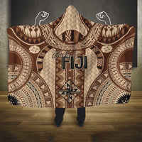 Bula Fiji Vintage Hooded Blanket Brown Masi Motifs LT7 - Polynesian Pride