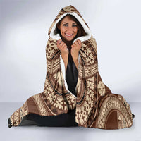 Bula Fiji Vintage Hooded Blanket Brown Masi Motifs LT7 - Polynesian Pride