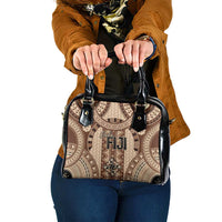 Bula Fiji Vintage Shoulder Handbag Brown Masi Motifs LT7 One Size Brown - Polynesian Pride