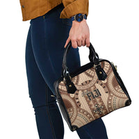 Bula Fiji Vintage Shoulder Handbag Brown Masi Motifs LT7 - Polynesian Pride