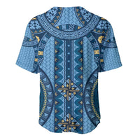 Bula Fiji Vintage Baseball Jersey Prussian Blue Masi Motifs LT7 - Polynesian Pride