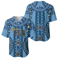 Bula Fiji Vintage Baseball Jersey Prussian Blue Masi Motifs LT7 - Polynesian Pride