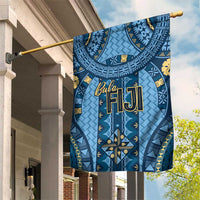 Bula Fiji Vintage Garden Flag Prussian Blue Masi Motifs LT7 House Flag Prussian Blue - Polynesian Pride