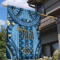 Bula Fiji Vintage Garden Flag Prussian Blue Masi Motifs LT7 - Polynesian Pride