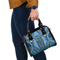 Bula Fiji Vintage Shoulder Handbag Prussian Blue Masi Motifs LT7 - Polynesian Pride