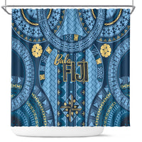 Bula Fiji Vintage Shower Curtain Prussian Blue Masi Motifs LT7 Prussian Blue - Polynesian Pride