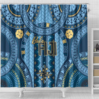 Bula Fiji Vintage Shower Curtain Prussian Blue Masi Motifs LT7 - Polynesian Pride