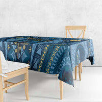 Bula Fiji Vintage Tablecloth Prussian Blue Masi Motifs LT7 - Polynesian Pride