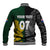 Personalised New Zealand Mix South Africa Rugby Baseball Jacket Protea Vs. Silver Ferns LT7 - Polynesian Pride