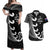 Personalised New Zealand Rugby Couples Matching Off Shoulder Maxi Dress and Hawaiian Shirt Aotearoa Silver Fern Koru Maori Style LT7 Black - Polynesian Pride