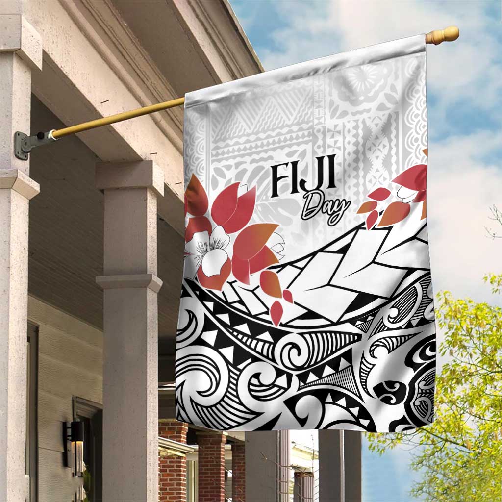 Bula Fiji Day Garden Flag Tagimaucia on Masi Pattern LT7 House Flag White - Polynesian Pride