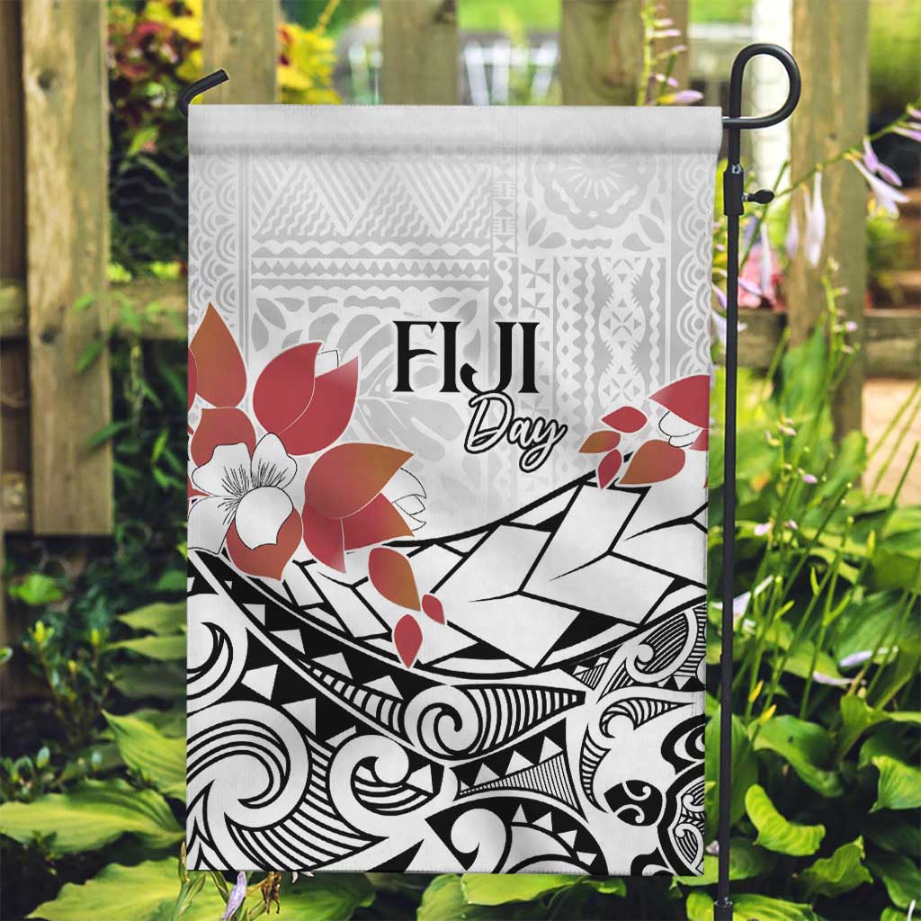 Bula Fiji Day Garden Flag Tagimaucia on Masi Pattern LT7 Garden Flag White - Polynesian Pride
